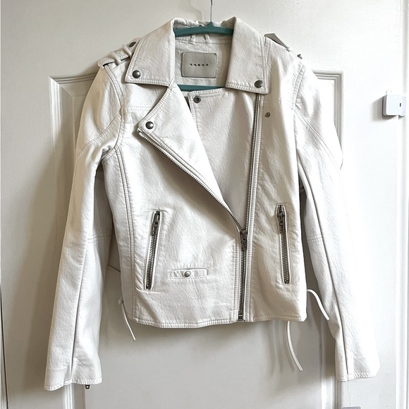 NWT!! BlankNYC Vegan Leather Lace-up Moto Jacket, White/off-white Size Small - Picture 1 of 6